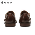 High Quality Hand Made Latest Wedding Brown Leather Monk Shoes For Men